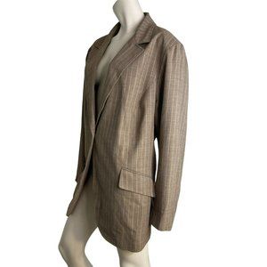 Lafayette 148 Jacket Blazer Women Plus Size 24 One Button Striped